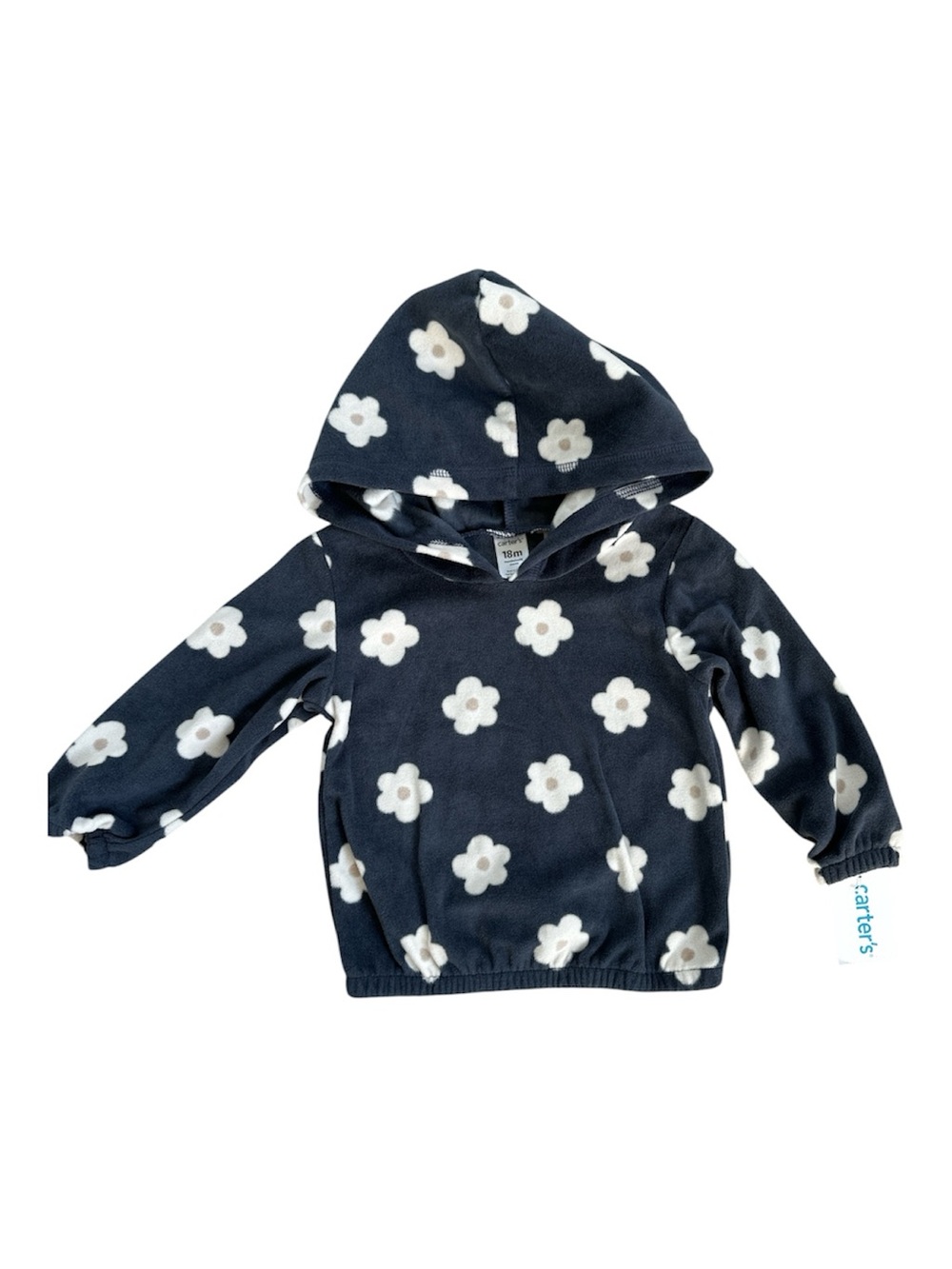 Carter's toddler’s Micro-Fleece Navy Hoodie with White Floral Print